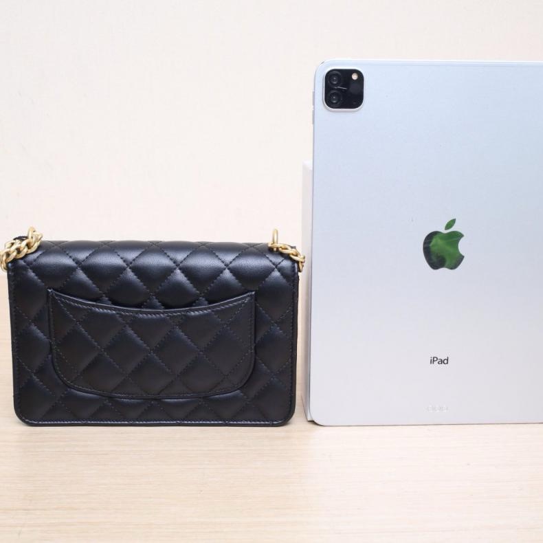 CHANEL(香奈兒) 黑色 晶片開 金扣 23S 山茶花調節扣 CF 口蓋包-2