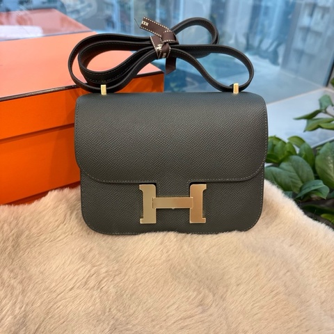 HERMES Constance mini 67 新祖母綠淡金 釦epsom皮 stamp w