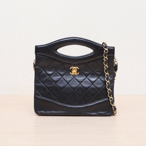 CHANEL(香奈兒) 中古 黑金羊mini31bag 黑色  1開 金扣