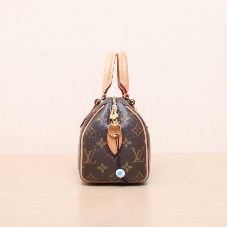 LOUIS VUITTON(路易威登) Speedy 20 可拆卸黑白寬肩帶 老花 PVC 晶片-1