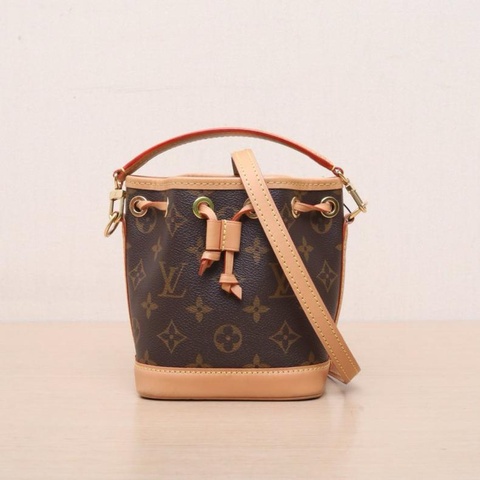 LOUIS VUITTON(路易威登) NOÉ 水桶包 Nano 13 可拆卸肩帶 老花 PVC 金扣 老花 晶片