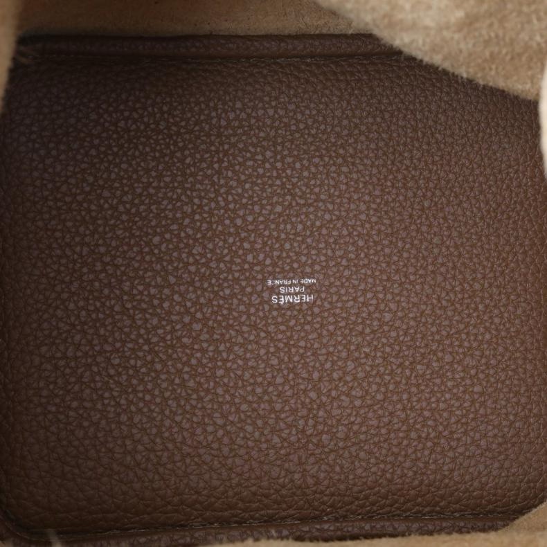 HERMES(愛馬仕) Picotin 22 菜籃子 4B新餅乾色拼3G栗子色 TC皮 U刻 銀扣-4