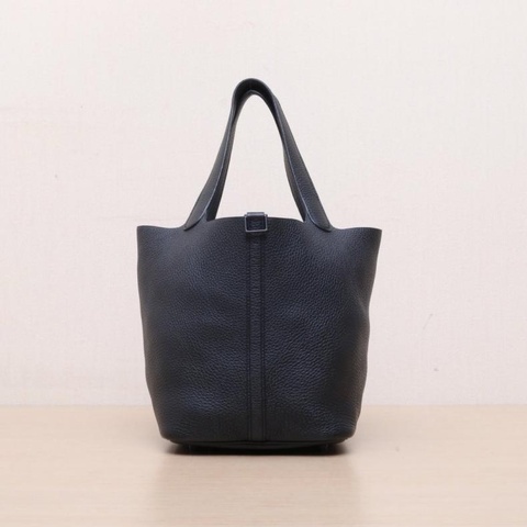 HERMES(愛馬仕) Picotin 22 菜籃子 89黑色 TC皮 Z刻 黑扣