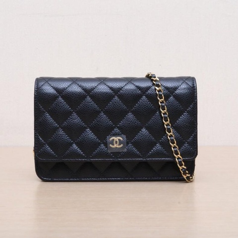 CHANEL(香奈兒) CF WOC 19cm 黑色 荔枝 晶片開 金扣