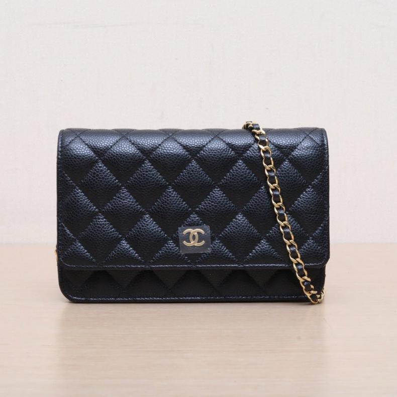 CHANEL(香奈兒) CF WOC 19cm 黑色 荔枝 晶片開 金扣-0