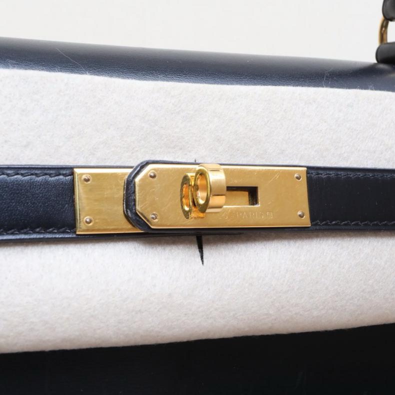 HERMES(愛馬仕) Kelly 35 89黑色 Box皮 圈Z 金扣-5