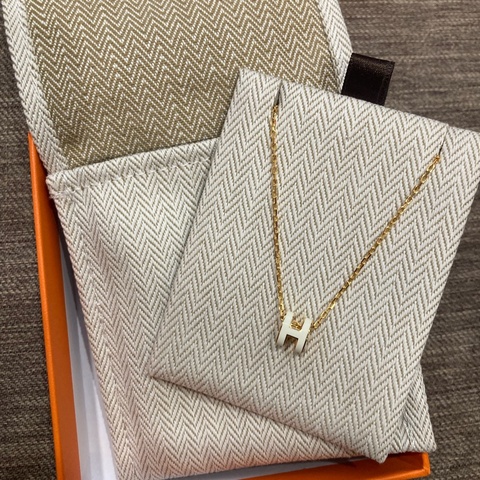 愛馬仕hermes 白x金 mini pop小h logo項鍊 品牌經典
