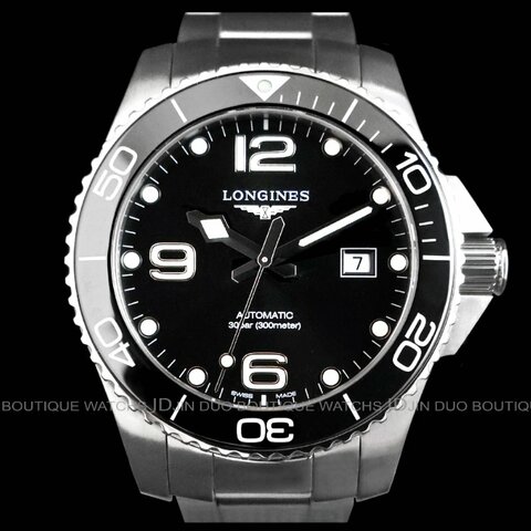 金鐸精品~2447 LONGINES 浪琴 深海征服者43mm黑陶瓷圈自動上鍊潛水腕錶