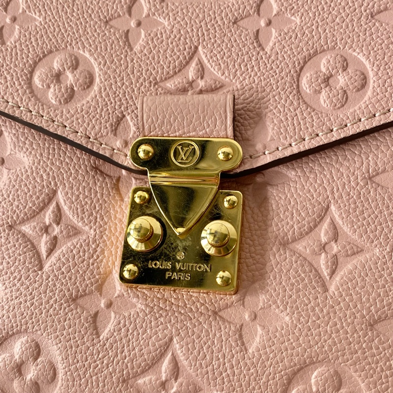LV Pochette Metis 絕版粉色 牛皮 金扣 老花 郵差包 手提 斜背 M41487-3