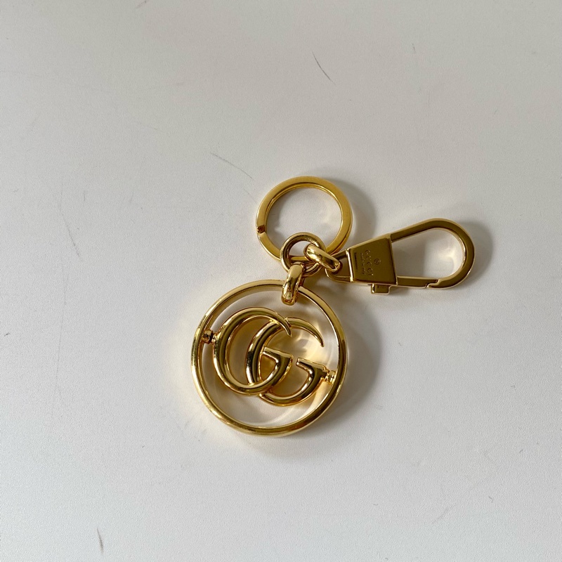 GUCCI 金色 雙G 可旋轉 鑰匙扣 吊飾 752067-0