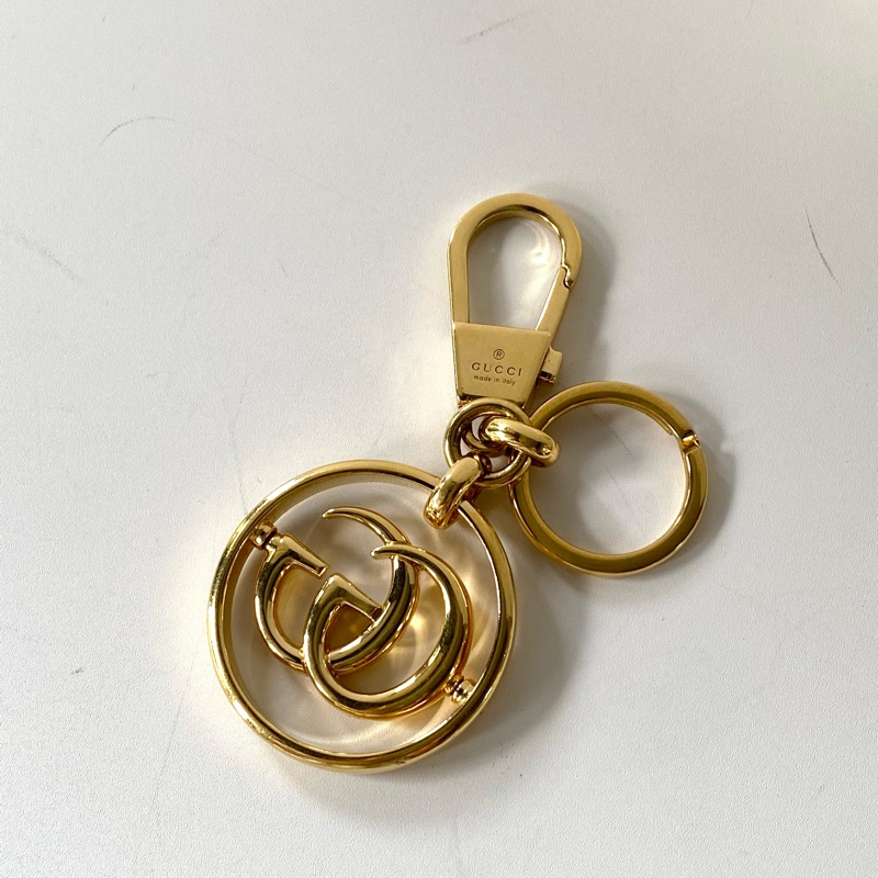 GUCCI 金色 雙G 可旋轉 鑰匙扣 吊飾 752067-1
