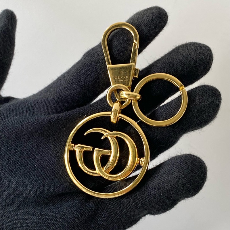 GUCCI 金色 雙G 可旋轉 鑰匙扣 吊飾 752067-2