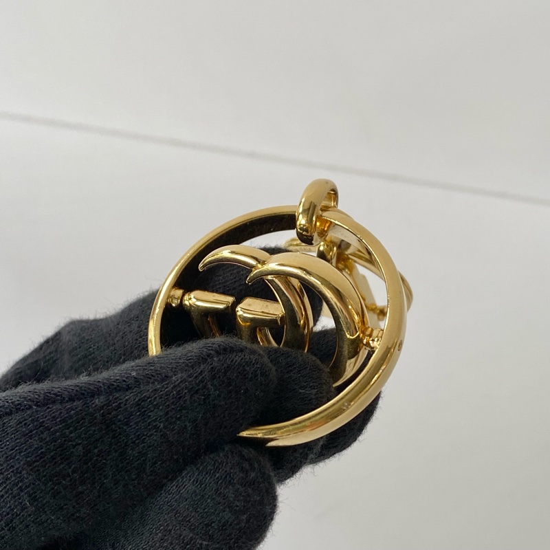 GUCCI 金色 雙G 可旋轉 鑰匙扣 吊飾 752067-3
