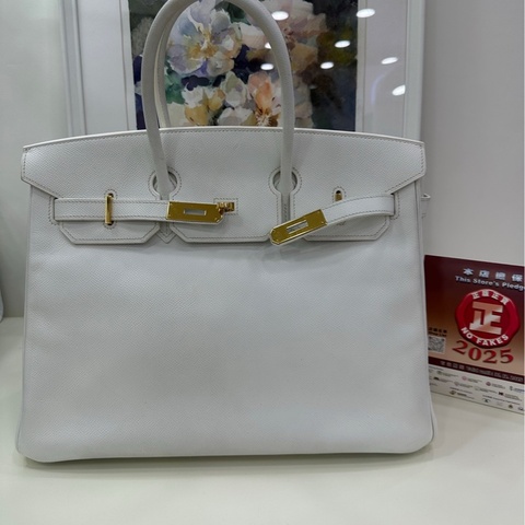 Hermes愛馬仕Birkin35 純白金扣 框K 無明顯瑕疵，包型完美