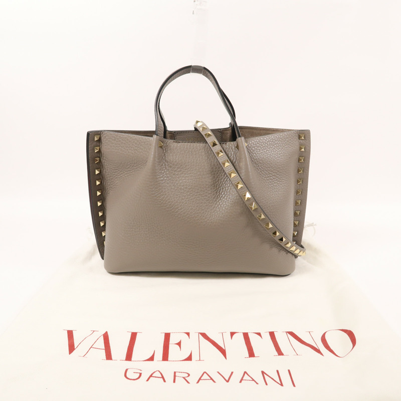 Valentino 牛皮皮革Rockstud金扣手挽肩背兩用袋-7