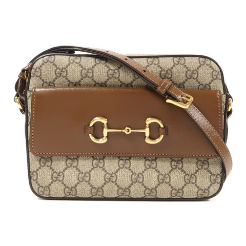 GUCCI 塗層帆布Horsebit 1955 Small Camera Bag金扣肩背袋