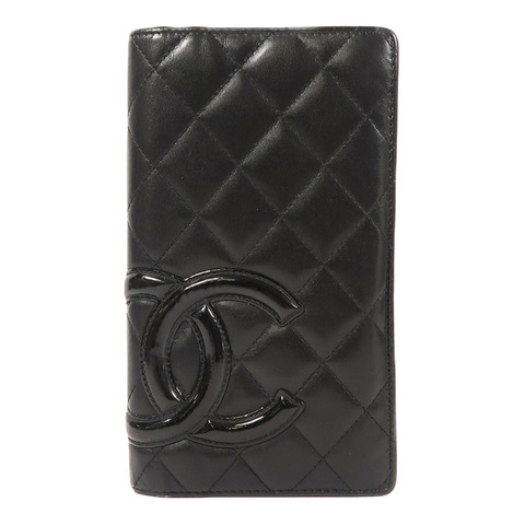 CHANEL 羊皮皮革Cambon Wallet銀扣長錢包