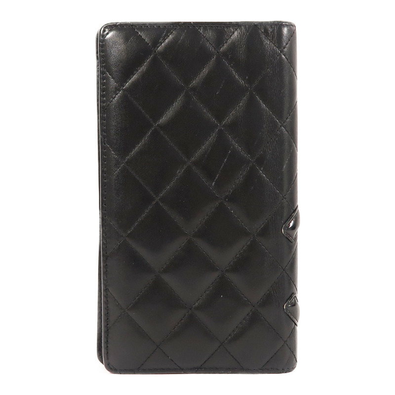 CHANEL 羊皮皮革Cambon Wallet銀扣長錢包-1