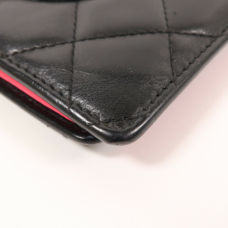 CHANEL 羊皮皮革Cambon Wallet銀扣長錢包-9