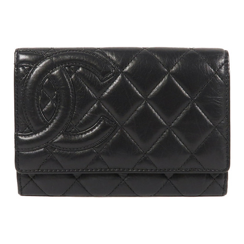 CHANEL 羊皮皮革Wallet銀扣錢包