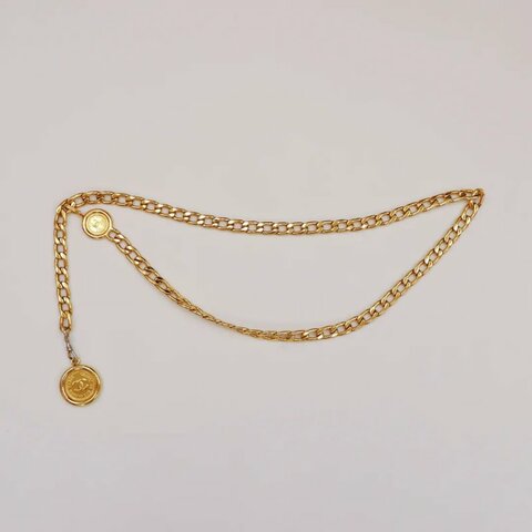 Chanel 中古品金色腰鏈雙金幣款