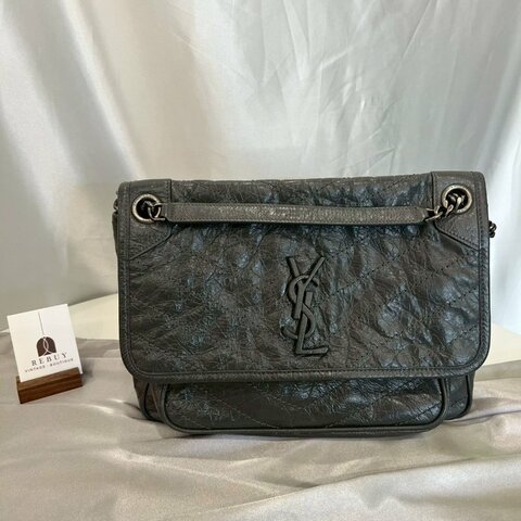 YSL 98894 灰銀NIKI中號鍊條肩背包