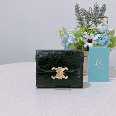 TK1743 CELINE 思琳小號蜥蜴皮三折銀包SMALL FLAP WALLET TRIOMPHE