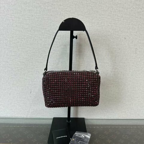 ✨ALEXANDERWANG 紅色水鑽手提包16*11*6  98新配件:配用水鑽