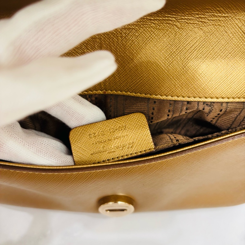 Salvatore Ferragamo 金色鏈條單肩包。稀有顏色。-7