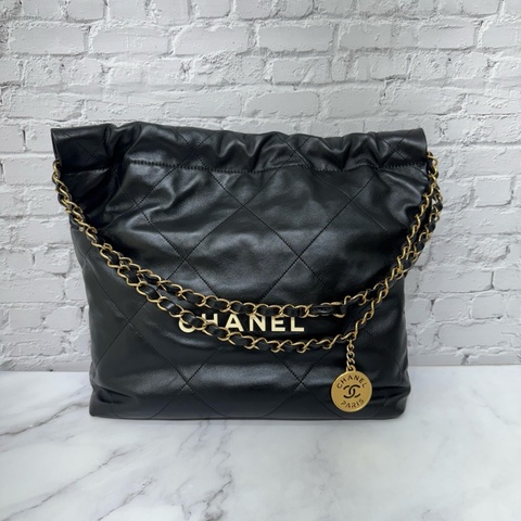 CHANEL 22bag黑色白字 小號  芯片款🔥
