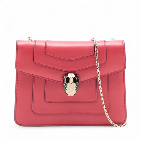 Bvlgari Serpenti Forever Leather Chain Shoulder Bag Red Mirror Included 寶格麗蛇頭鏈條包