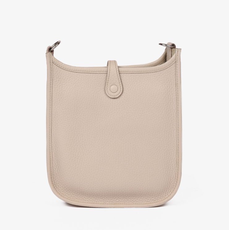 全新 HERMÈS 愛馬仕 Mini Evelyne 16 Amazone 8L 冰川白 Beton Clemence小牛皮 銀扣 K刻 2025年-1