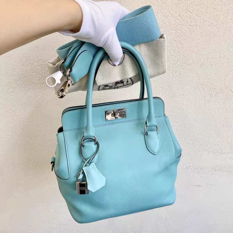 97新 hermes toolbox20 牛奶盒子 3p馬卡龍銀扣 t刻-0