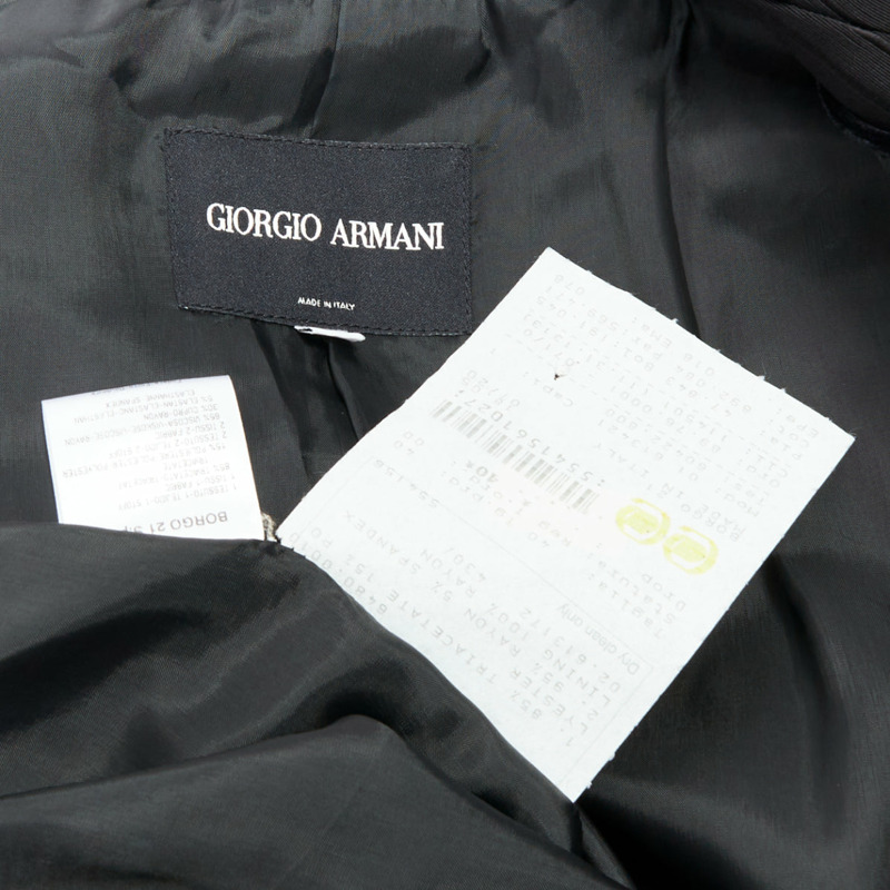 GIORGIO ARMANI black pinstripe velvet trim cropped tuxedo blazer IT40 S-8