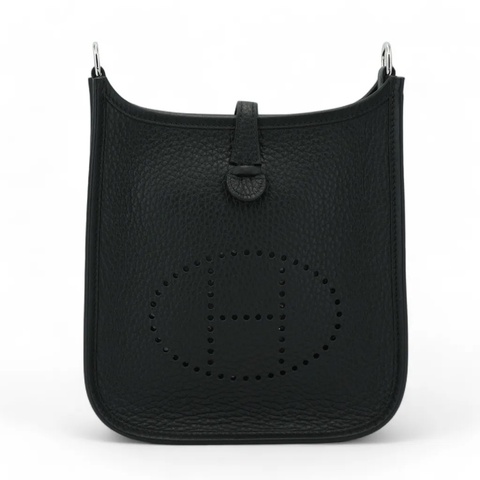全新 HERMÈS 愛馬仕 Mini Evelyne 16 Amazone 89cm 89 黑色 Noir Clemence小牛皮 銀扣