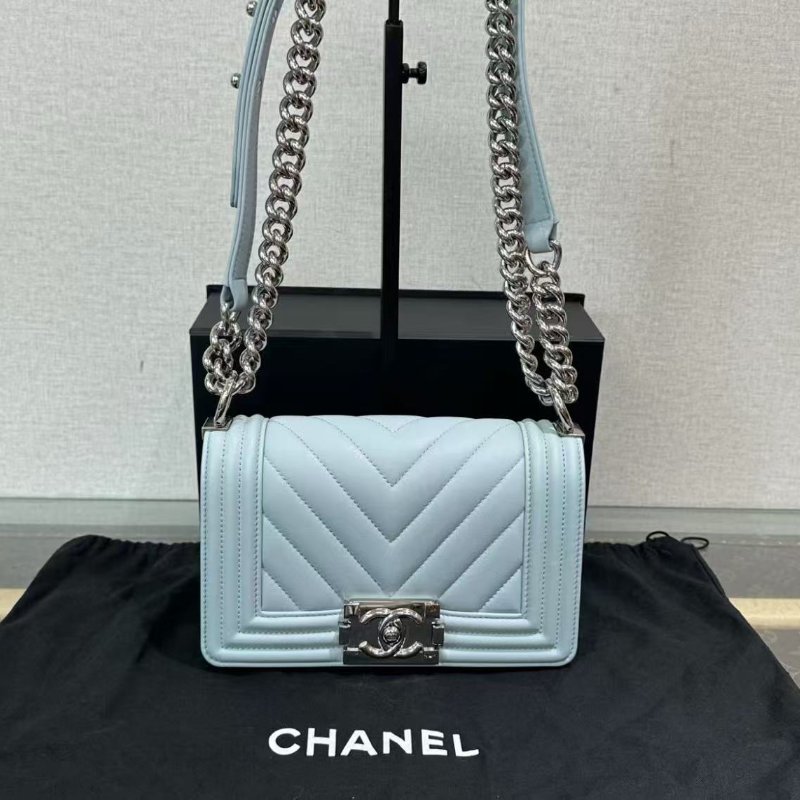 ✨CHANEL 銀扣 Leboy小號鍊條包20*11*6 99新配件塵袋盒子-0