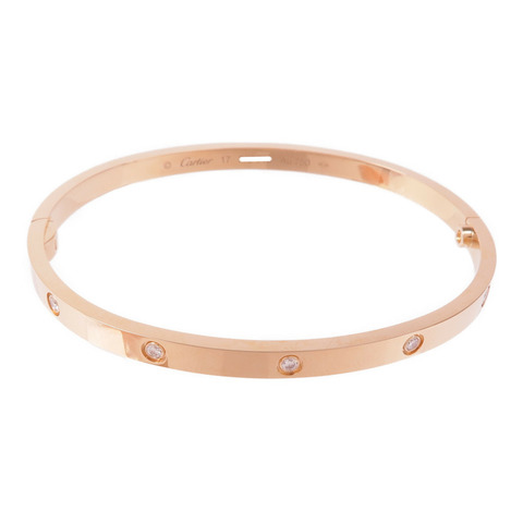 CARTIER 18K玫瑰金Love Bracelet鑽石手鏈Cartier#17