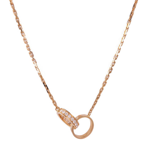 CARTIER 18K玫瑰金Diamond Love Necklace鑽石項鍊