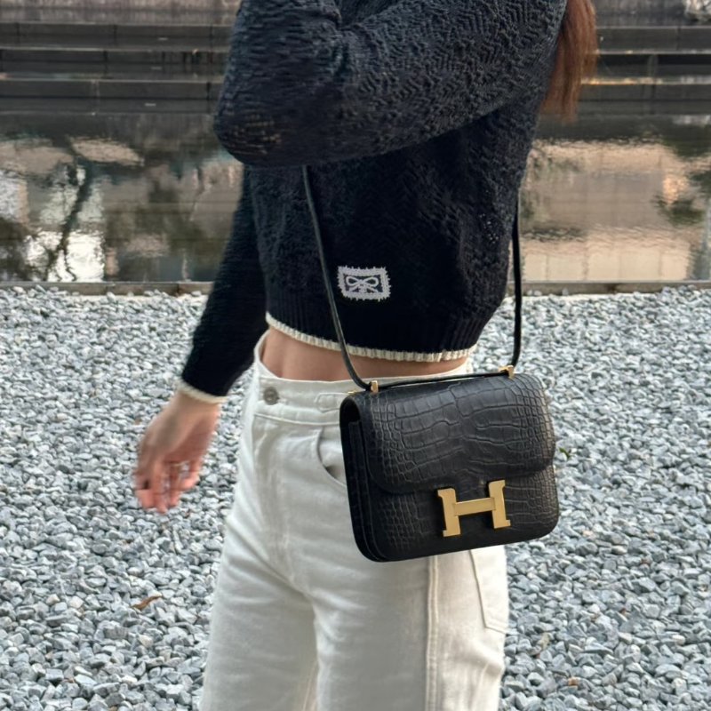 HERMES Mini constance 19 - 鱷魚皮黑金 B-1