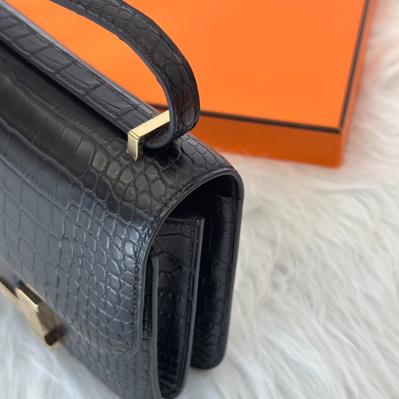 HERMES Mini constance 19 - 鱷魚皮黑金 B-6