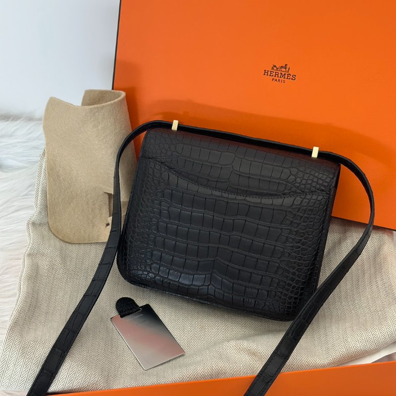 HERMES Mini constance 19 - 鱷魚皮黑金 B-8