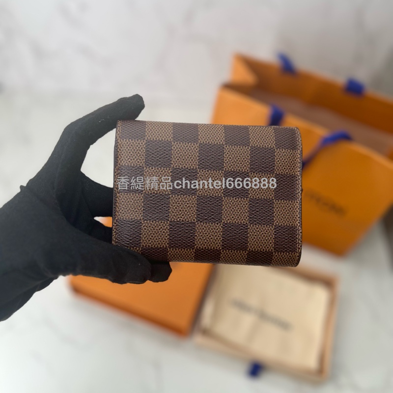 💗香緹國際精品💗  LV 棋盤格金扣短夾 粉內裡 💓-5