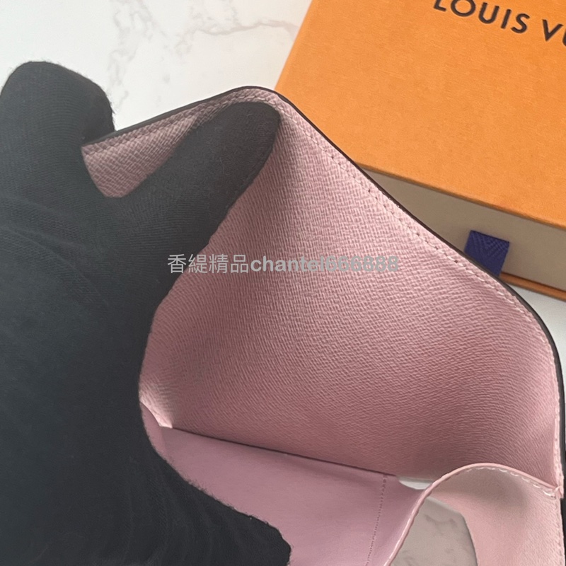 💗香緹國際精品💗  LV 棋盤格金扣短夾 粉內裡 💓-8