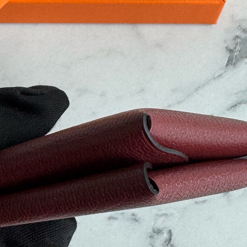 Hermes磚紅色Calvi Duo釦式零錢包-7