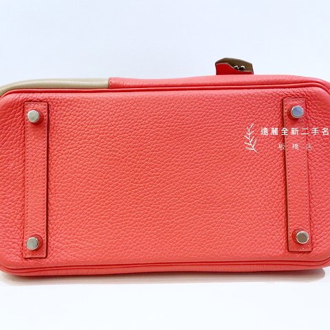 Hermes Birkin30 T5玫瑰粉+18象灰+1F黏土灰三拼色T/C+SWIFT拉絲銀扣-5