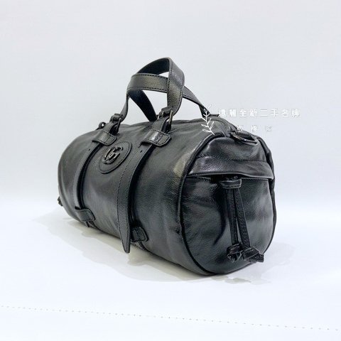 GUCCI黑牛皮黑釦小號手提肩背行李袋 725701-2