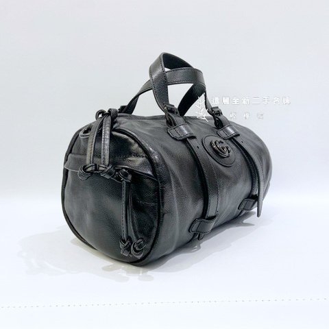 GUCCI黑牛皮黑釦小號手提肩背行李袋 725701-3
