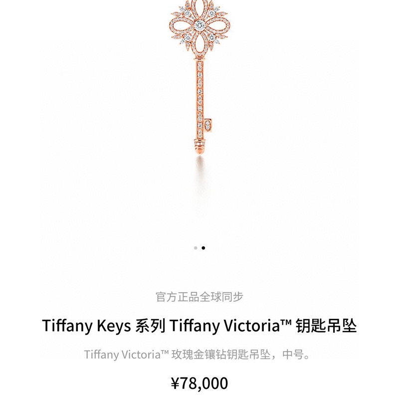 Tiffany蒂芙尼 keys系列 Victoria维多利亚 玫瑰金镶钻钥匙吊坠项链-8