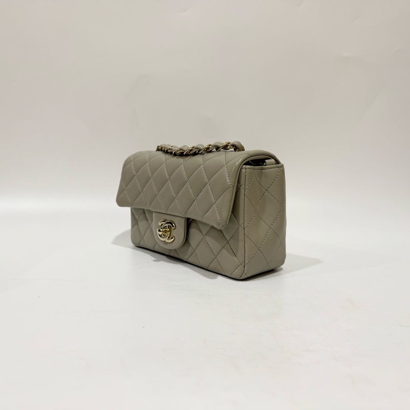 CHANEL灰色羊皮金釦CF20 A69900-2