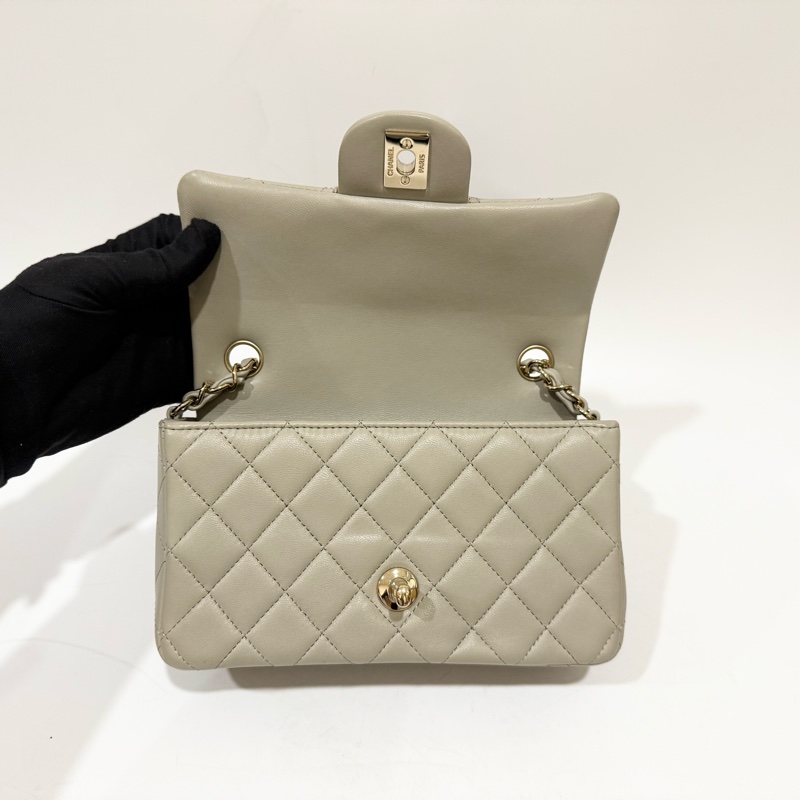 CHANEL灰色羊皮金釦CF20 A69900-8